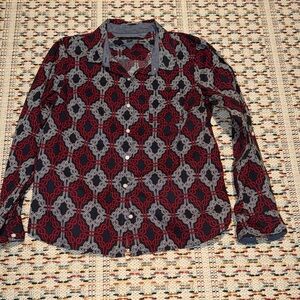 Tommy Hilfiger Red and Black Patterned Button Down Shirt